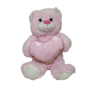 Midwood Brands Pink Plush Teddy Bear With Flippable Sequin Heart Ages 3 and up